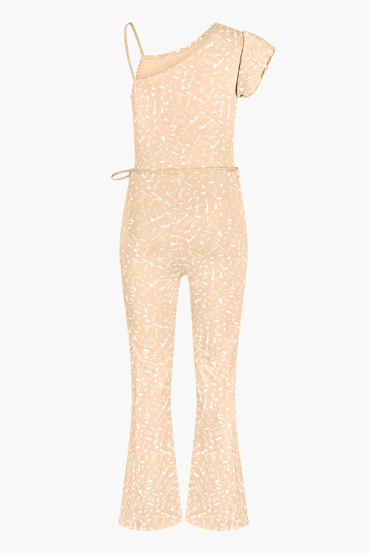 One-Shoulder Jumpsuit with Ruffle Sleeve Detail