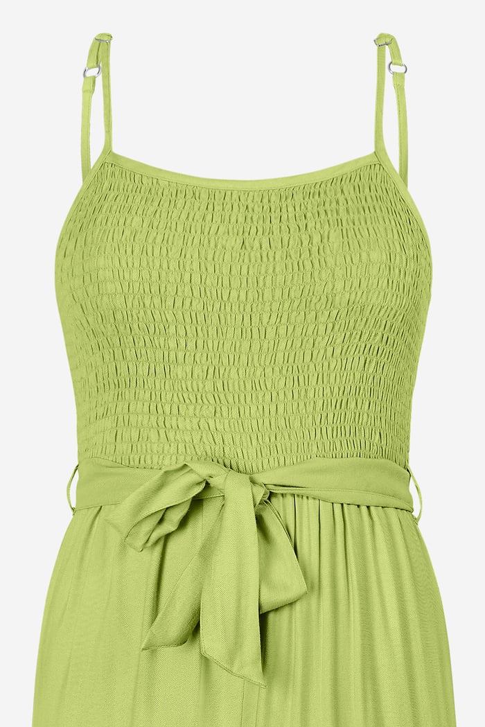 Belted Solid Jumpsuit with a Shirred Silhouette