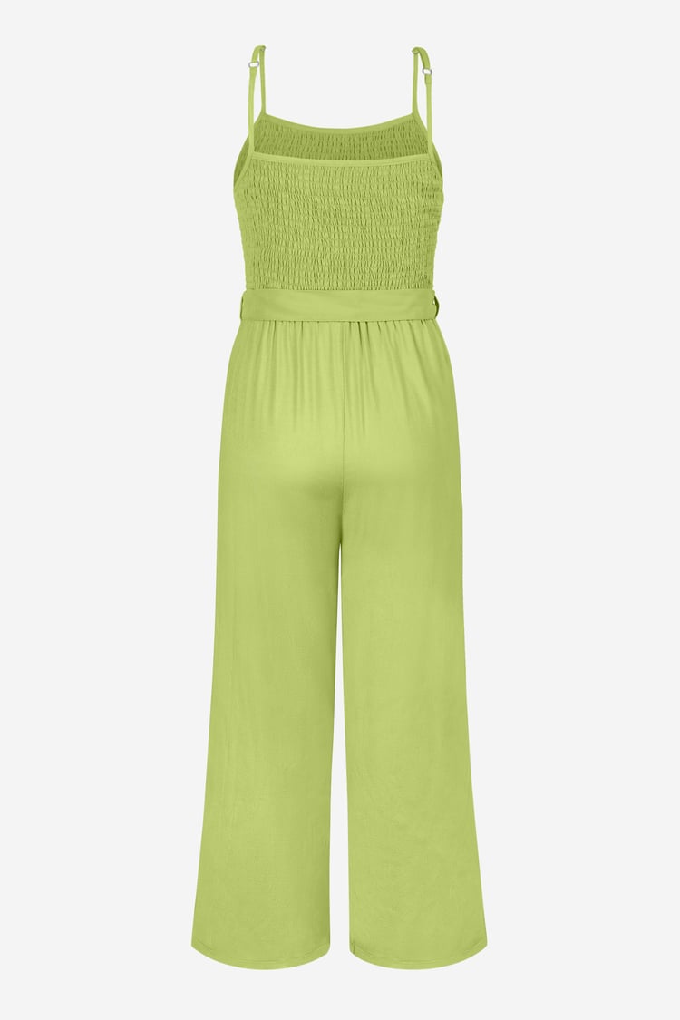 Belted Solid Jumpsuit with a Shirred Silhouette