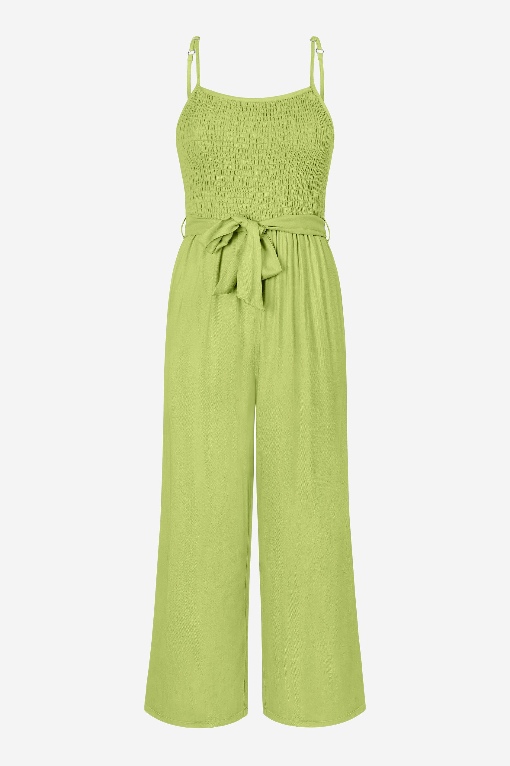 Belted Solid Jumpsuit with a Shirred Silhouette