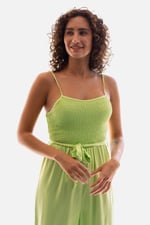 Belted Solid Jumpsuit with a Shirred Silhouette