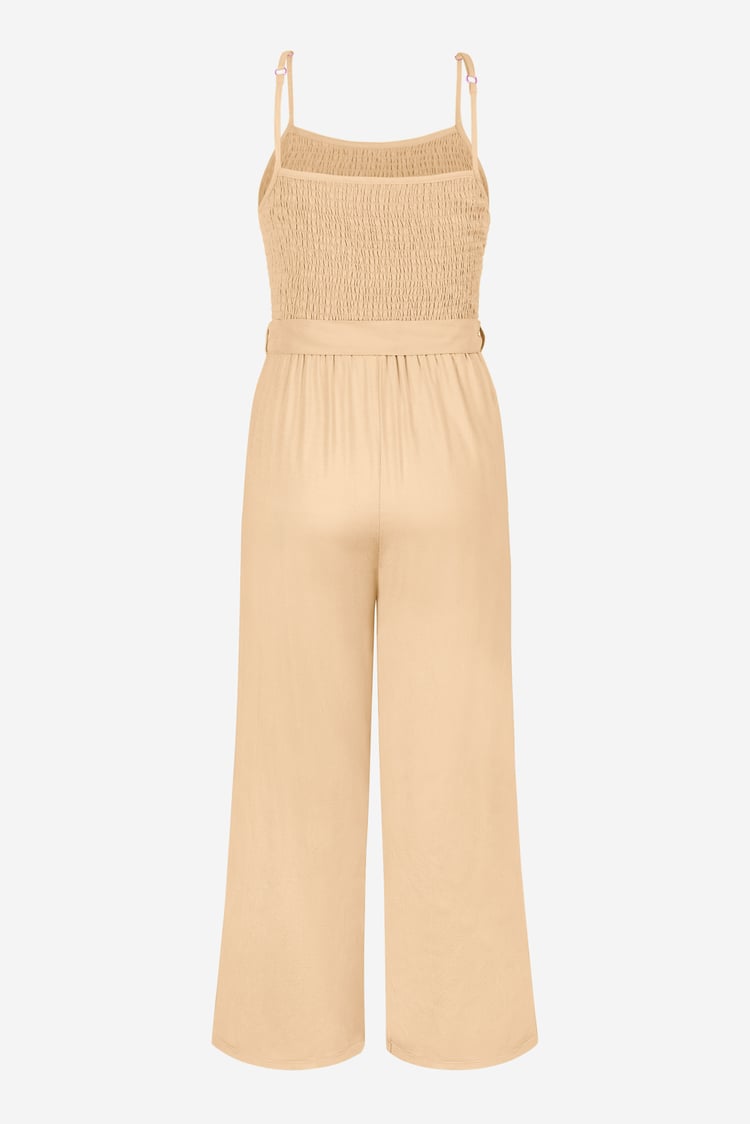 Belted Solid Jumpsuit with a Shirred Silhouette
