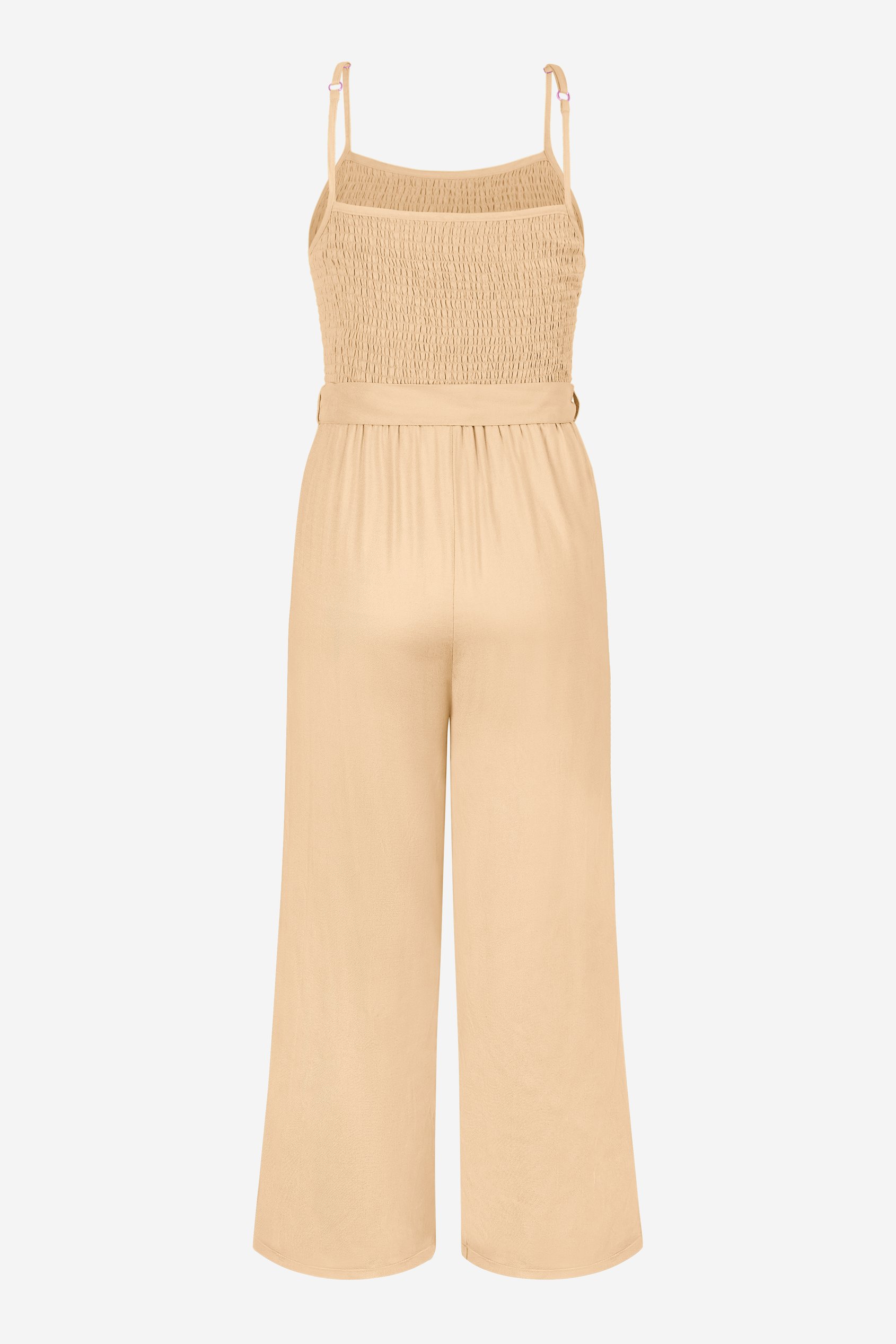 Belted Solid Jumpsuit with a Shirred Silhouette
