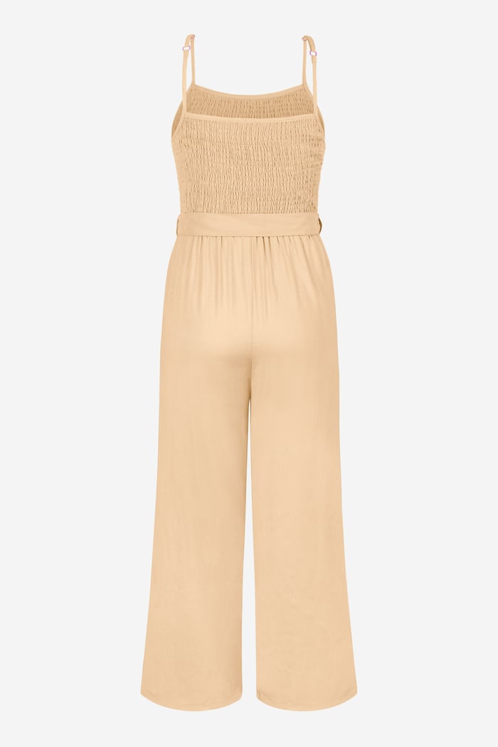Belted Solid Jumpsuit with a Shirred Silhouette