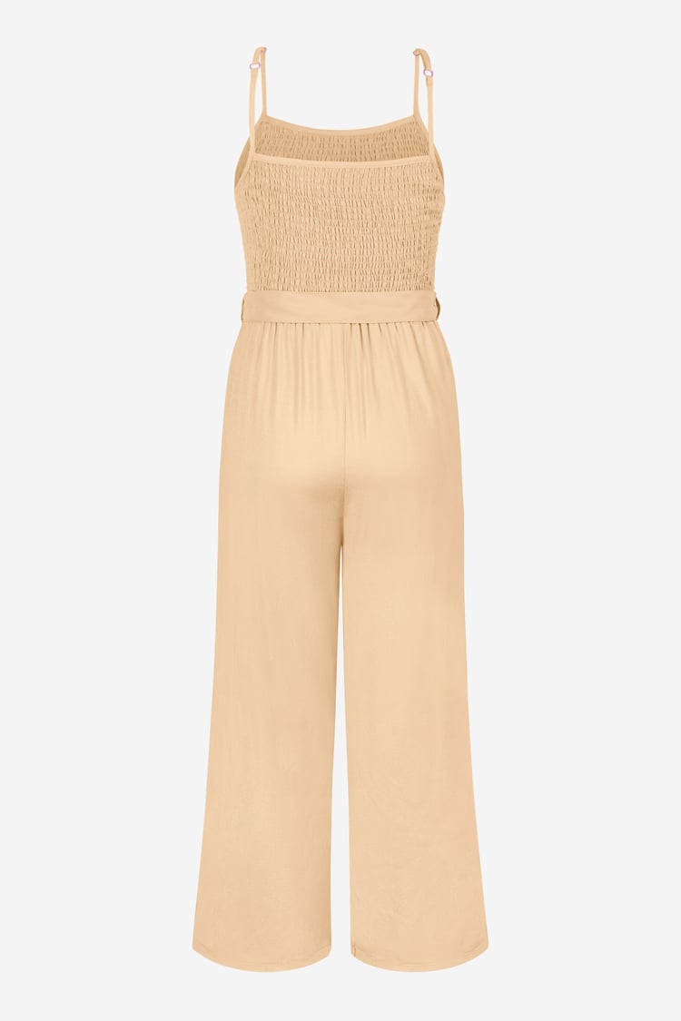 Belted Solid Jumpsuit with a Shirred Silhouette