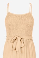 Belted Solid Jumpsuit with a Shirred Silhouette