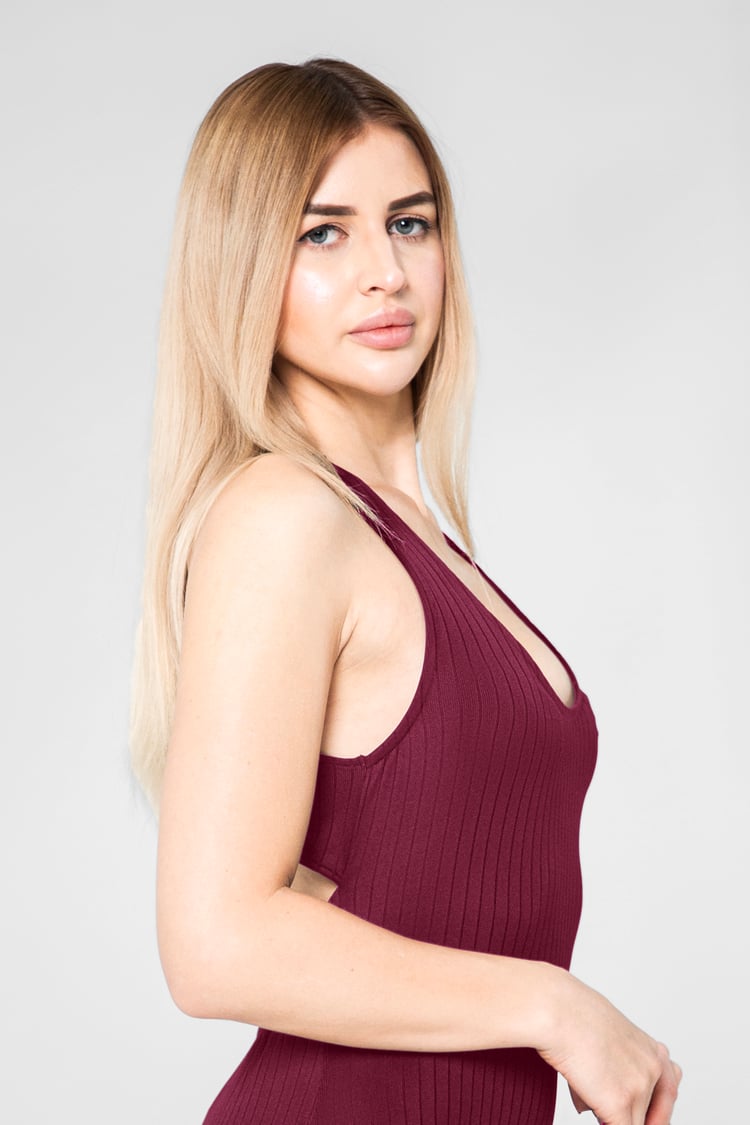 Criss-Cross Back Ribbed Bodysuit