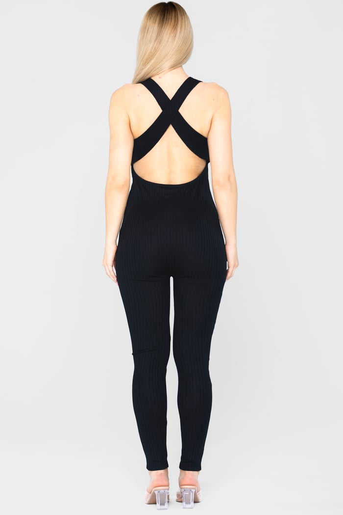 Criss-Cross Back Ribbed Bodysuit