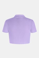 Waffle V-Neck Cropped Polo