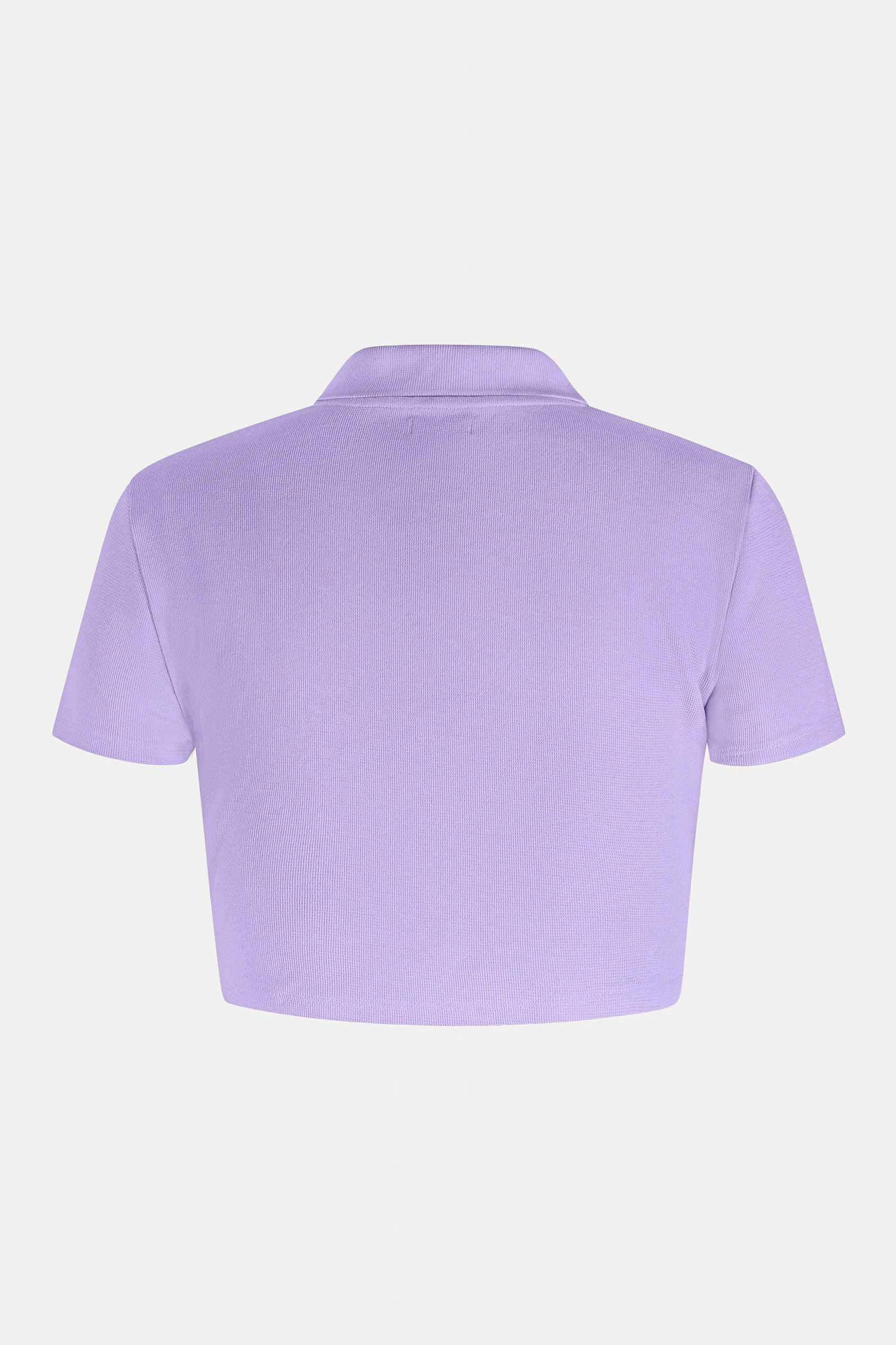 Waffle V-Neck Cropped Polo