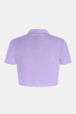 Waffle V-Neck Cropped Polo