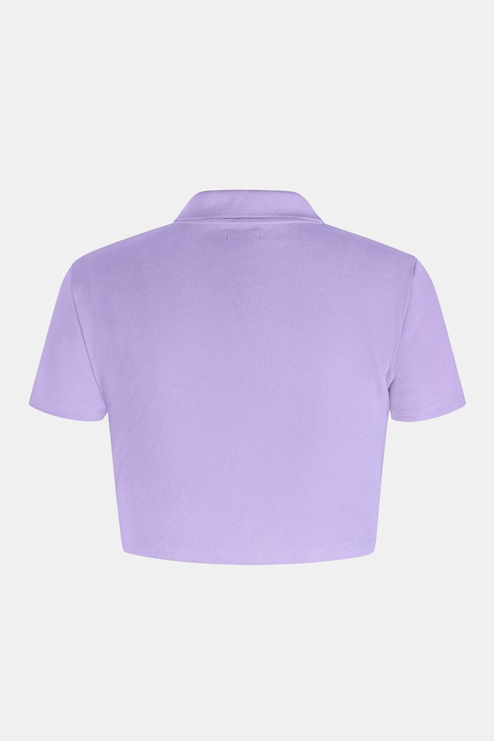 Waffle V-Neck Cropped Polo