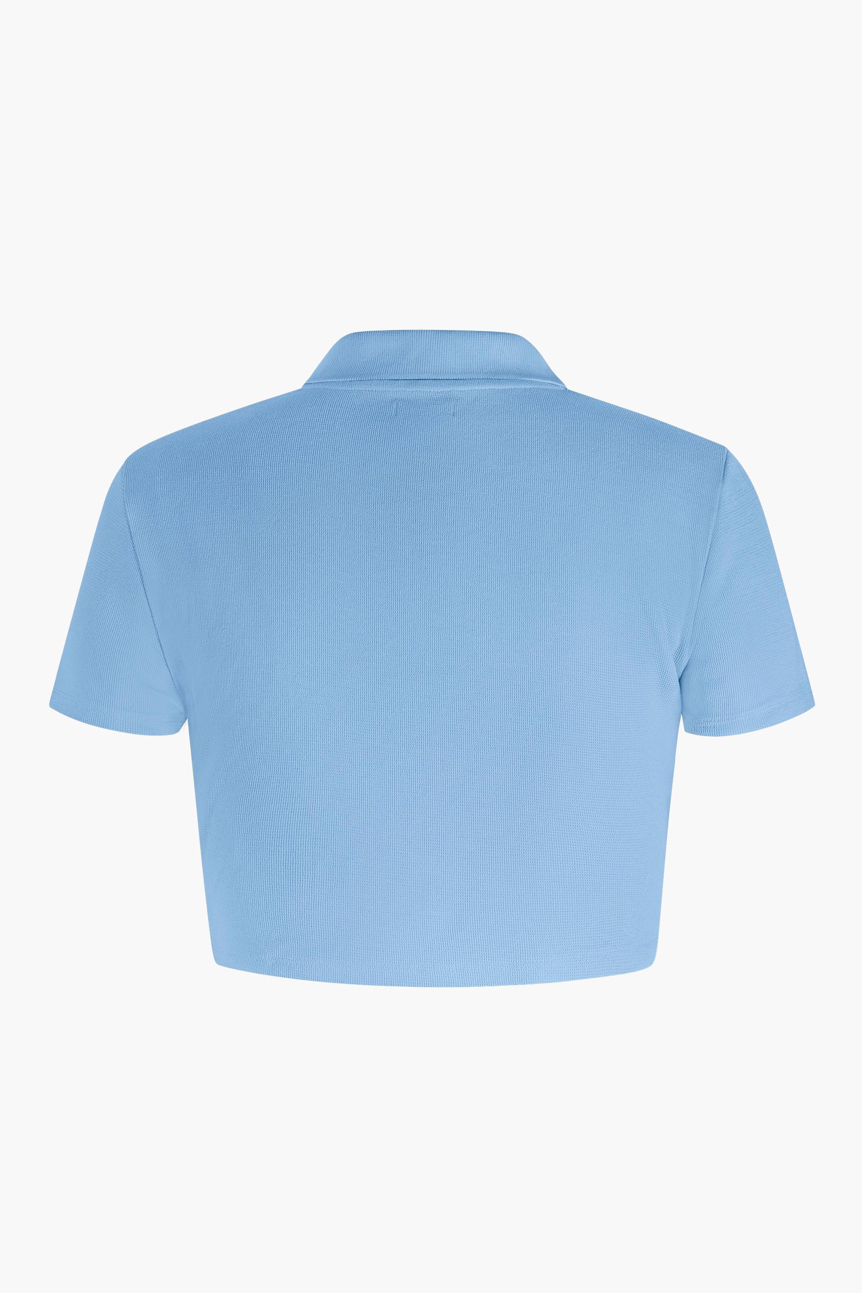 Waffle V-Neck Cropped Polo