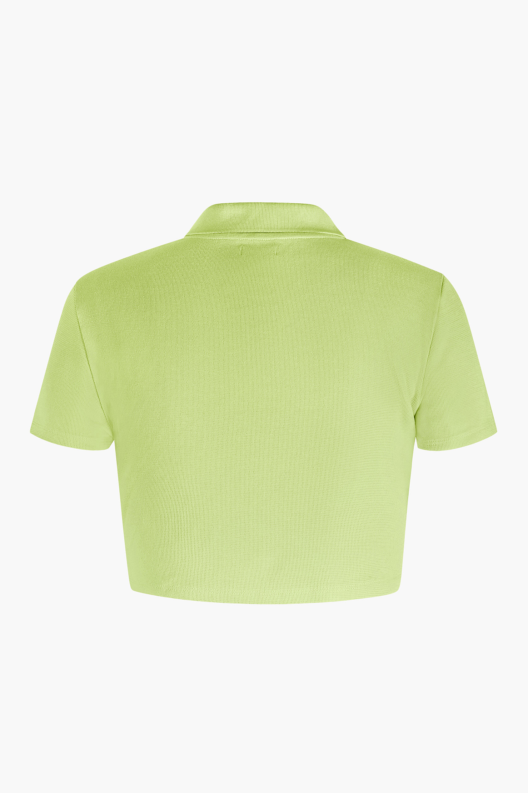 Waffle V-Neck Cropped Polo