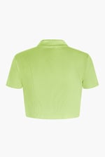 Waffle V-Neck Cropped Polo