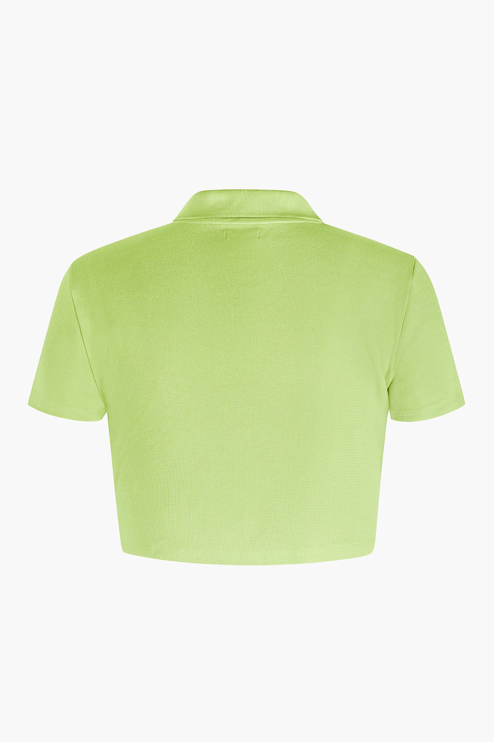 Waffle V-Neck Cropped Polo