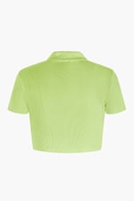 Waffle V-Neck Cropped Polo