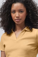 Waffle V-Neck Cropped Polo