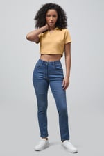 Waffle V-Neck Cropped Polo