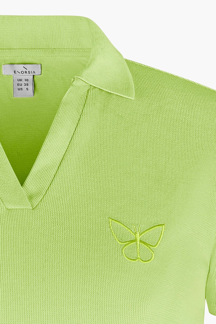Waffle V-Neck Cropped Polo