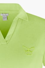 Waffle V-Neck Cropped Polo