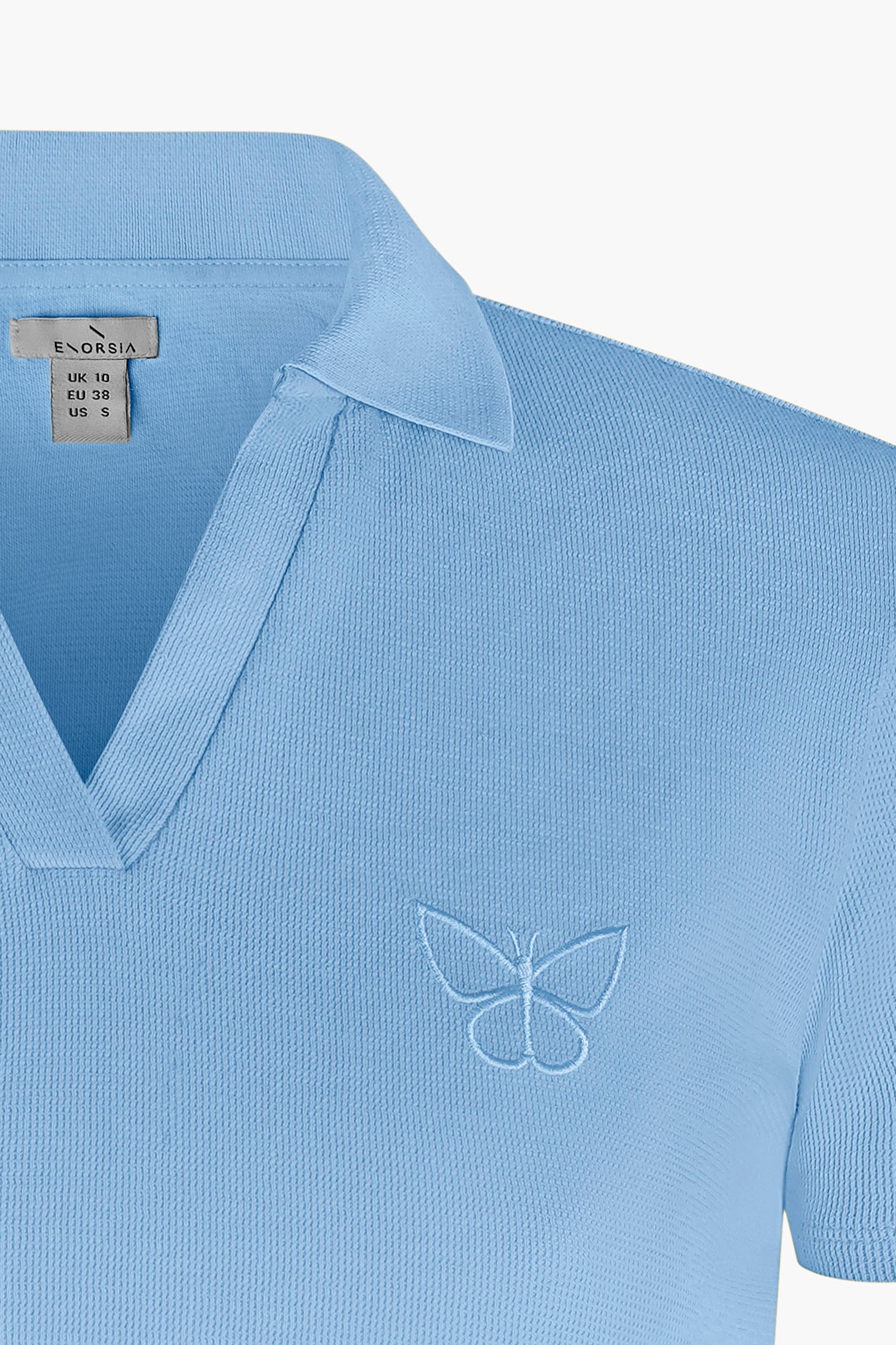 Waffle V-Neck Cropped Polo