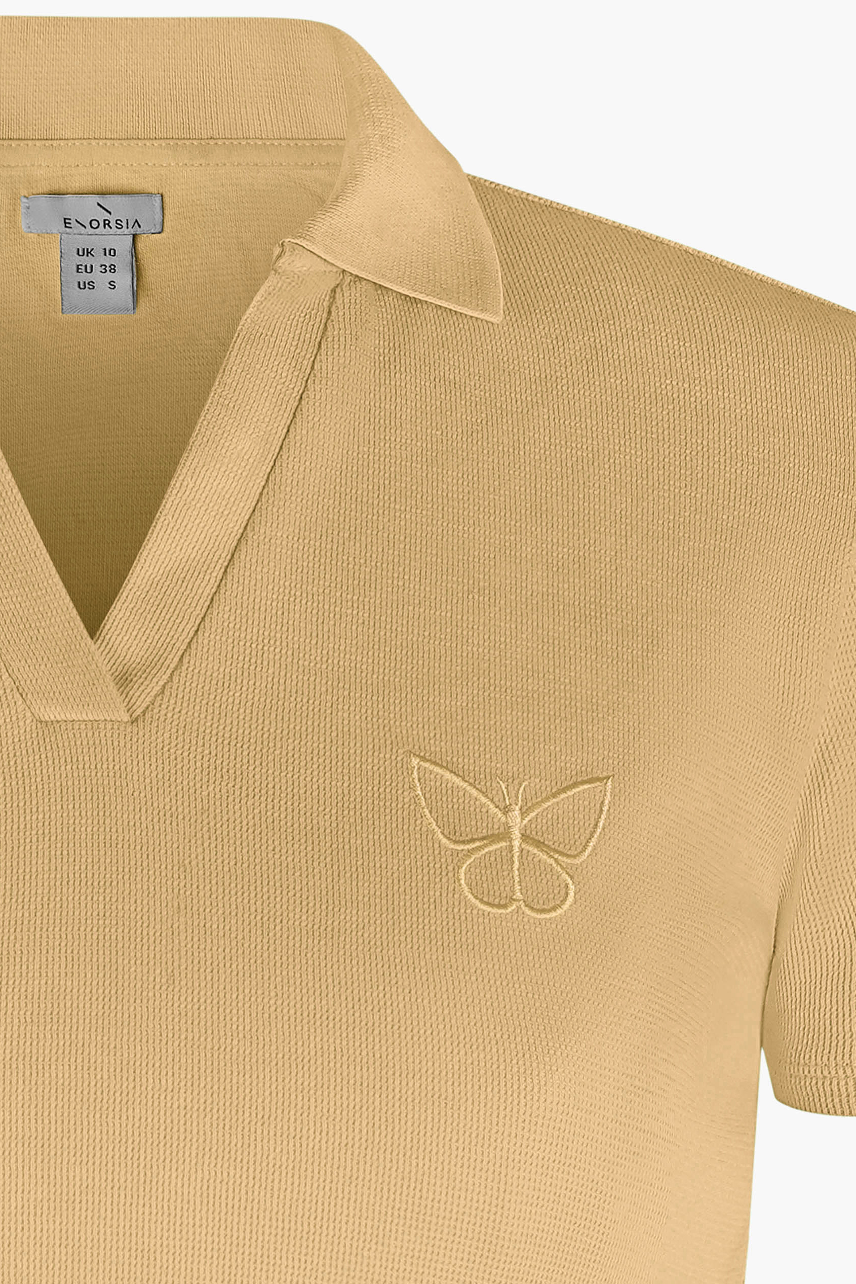 Waffle V-Neck Cropped Polo