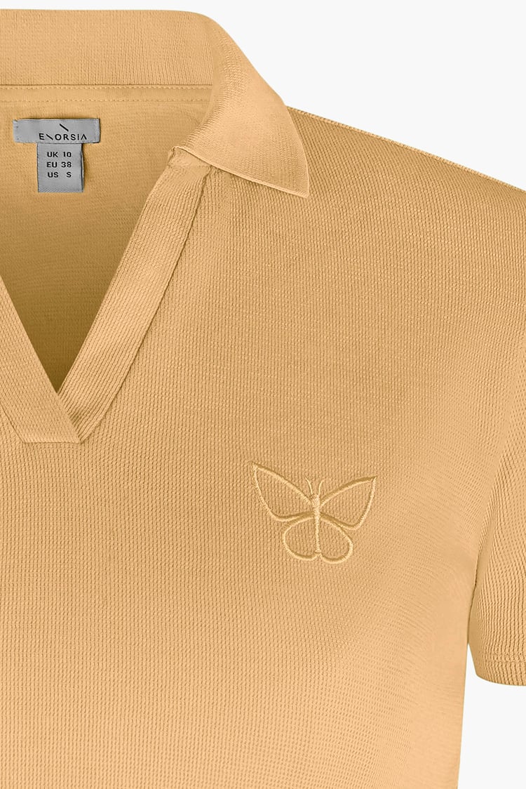 Waffle V-Neck Cropped Polo
