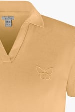 Waffle V-Neck Cropped Polo