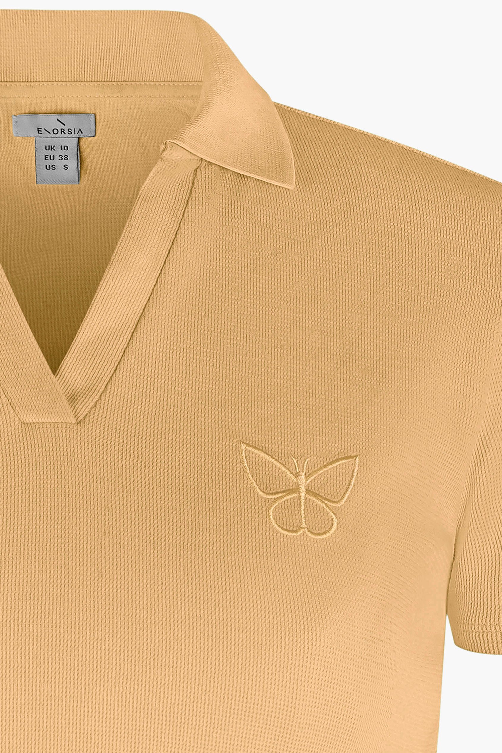 Waffle V-Neck Cropped Polo