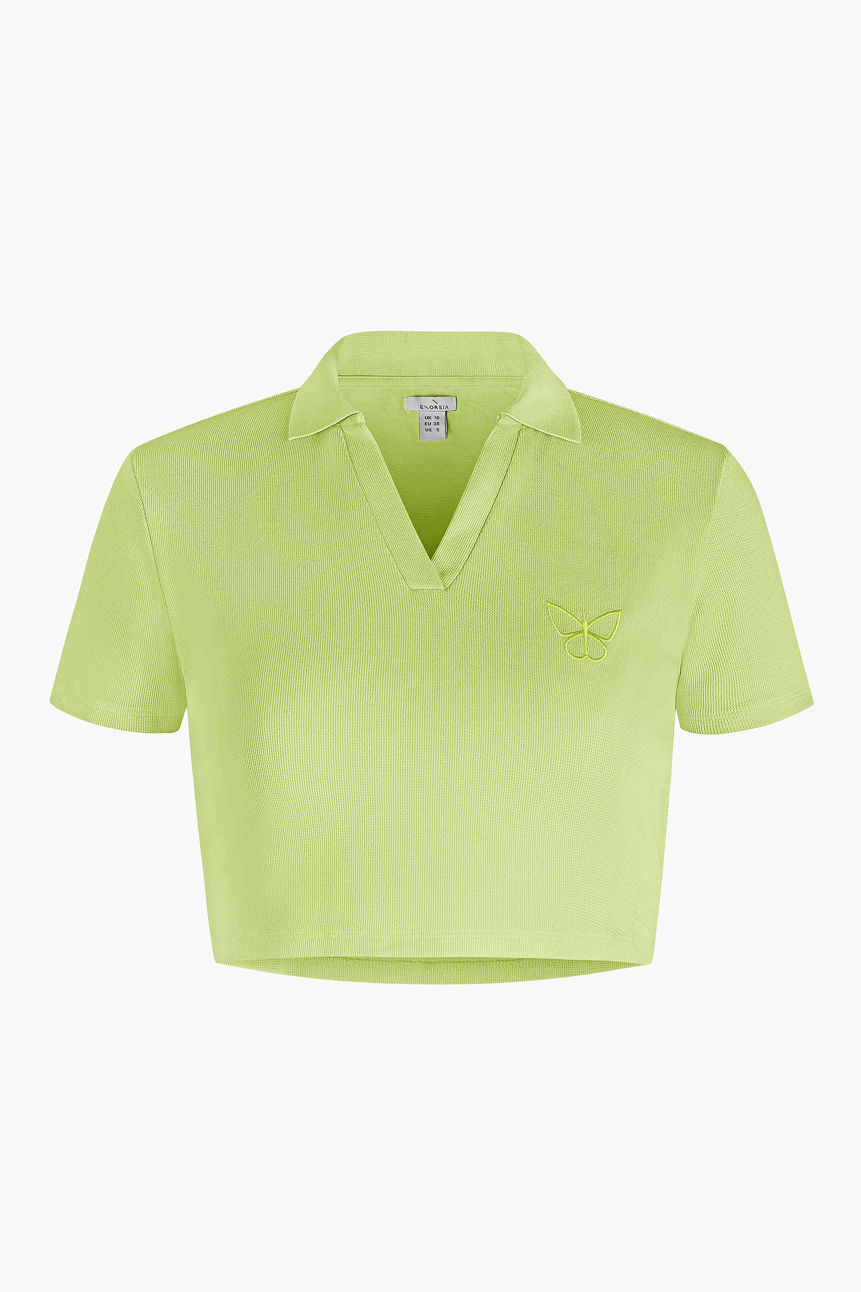 Waffle V-Neck Cropped Polo