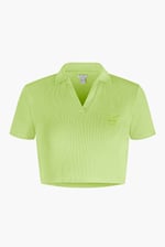 Waffle V-Neck Cropped Polo