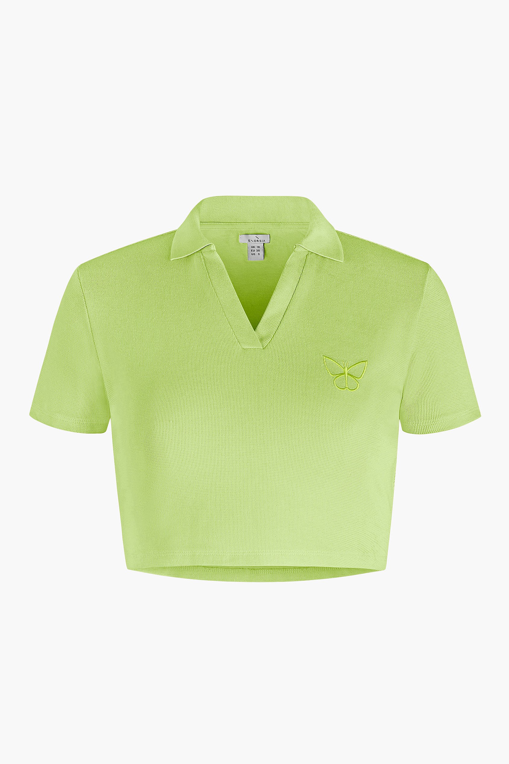 Waffle V-Neck Cropped Polo