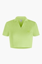 Waffle V-Neck Cropped Polo