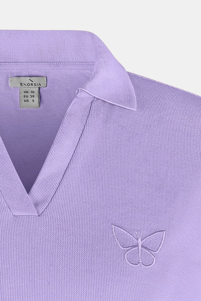 Waffle V-Neck Cropped Polo