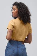 Waffle V-Neck Cropped Polo