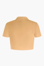 Waffle V-Neck Cropped Polo