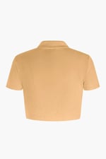 Waffle V-Neck Cropped Polo