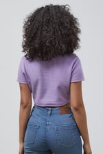 Waffle V-Neck Cropped Polo