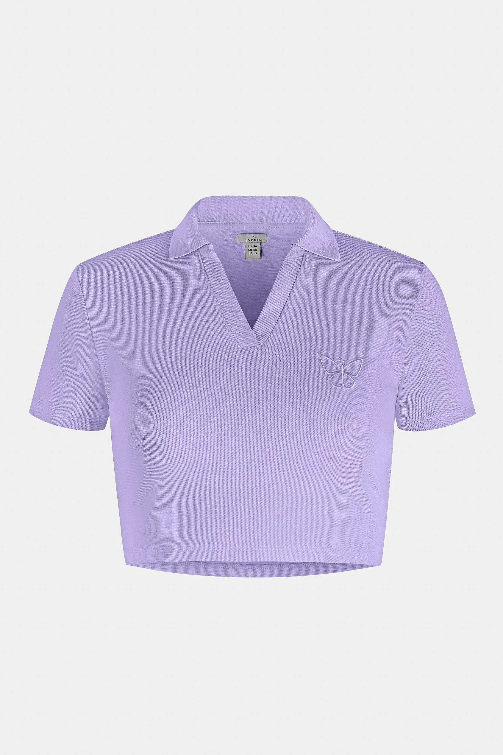 Waffle V-Neck Cropped Polo