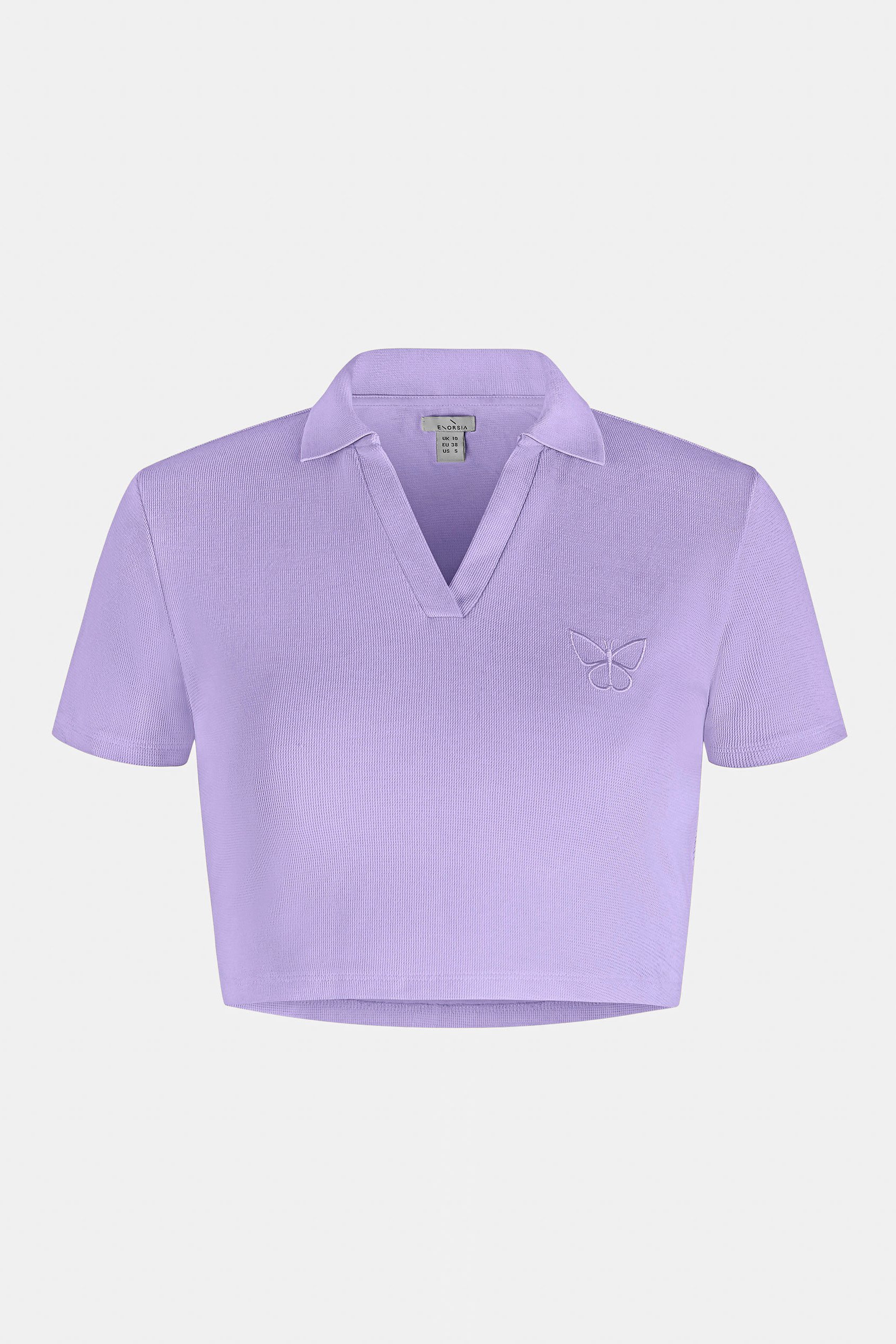 Waffle V-Neck Cropped Polo