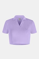 Waffle V-Neck Cropped Polo