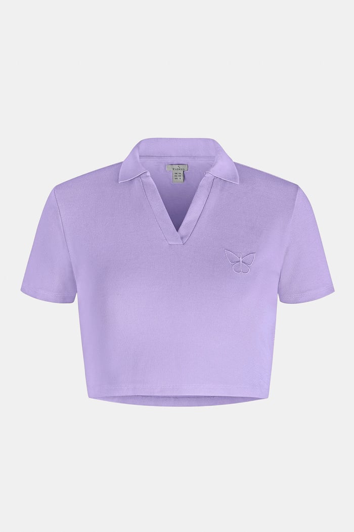 Waffle V-Neck Cropped Polo