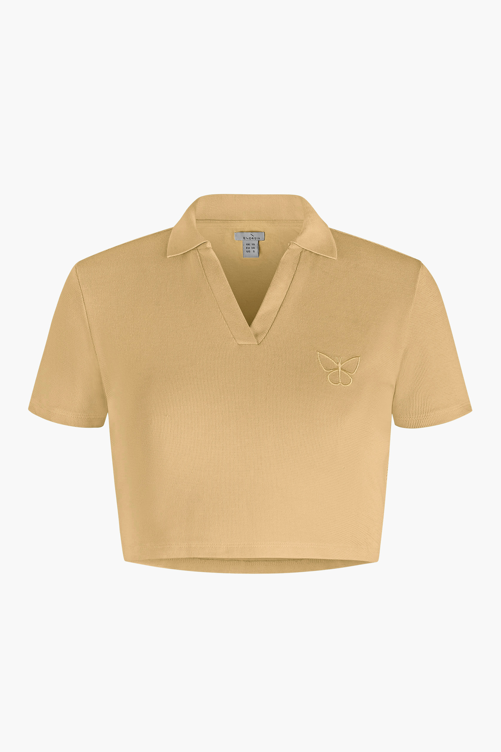 Waffle V-Neck Cropped Polo