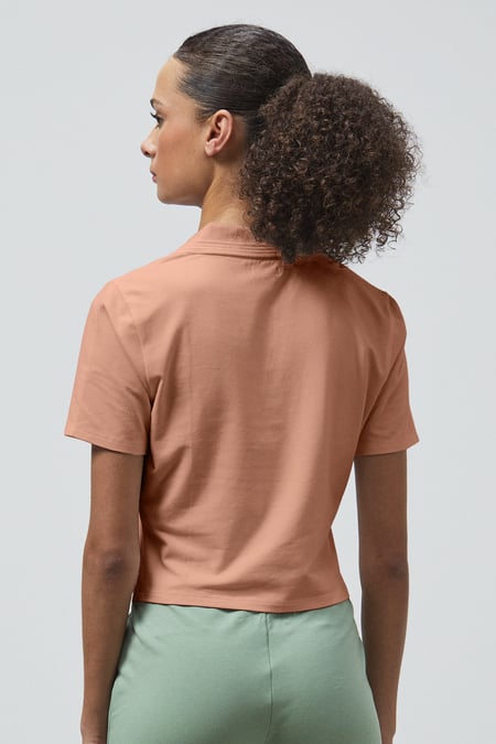 Nude V-Neck Polo Shirt
