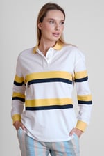 Women's Rugby Polo With Contrast Stripes