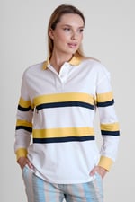 Women's Rugby Polo With Contrast Stripes