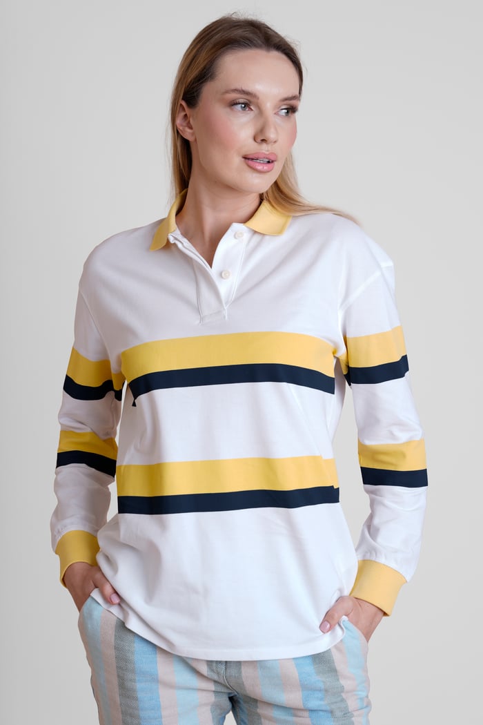 Women's Rugby Polo With Contrast Stripes