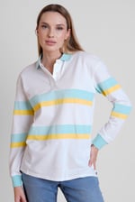 Women's Rugby Polo With Contrast Stripes