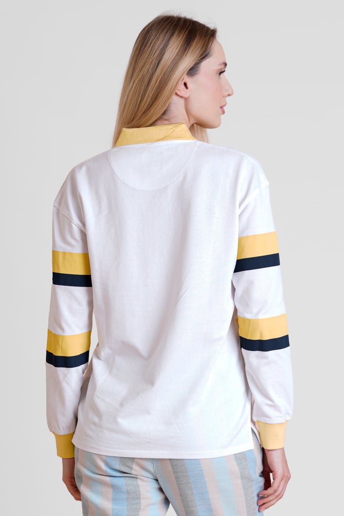 Women's Rugby Polo With Contrast Stripes